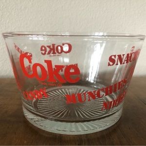 Vintage Coca-Cola Snack Bowl COKE Glass Iconic Red Font Logo Collectible Party